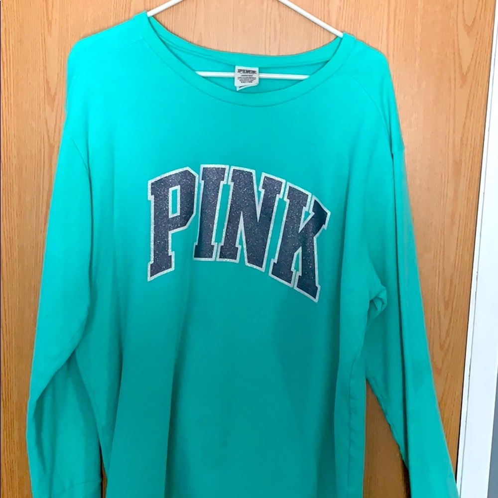 PINK Aqua crew sweater